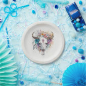 Blumenschädel-Stier-Wasserfarben-Kunst Pappteller (Party)