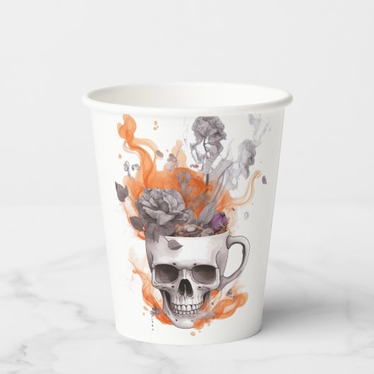 Blumenschädel-Tasse Pappbecher (Rückseite)