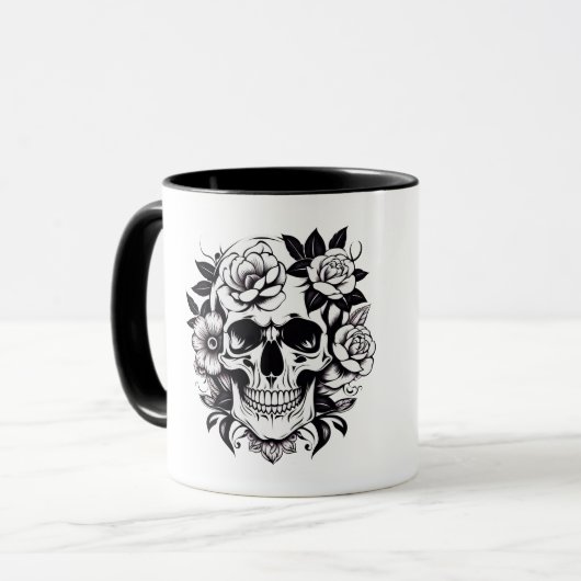 Blumenschädel-Tasse Tasse (Vorderseite Links)