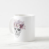 Blumenschädel Weiß und Weine Blume Kaffeetasse (Vorderseite Links)