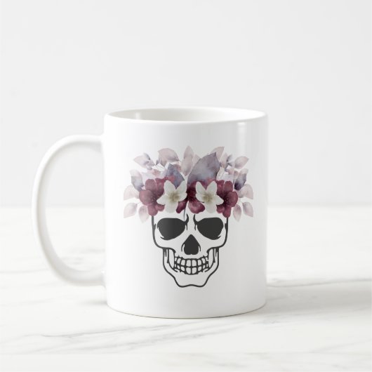 Blumenschädel Weiß und Weine Blume Kaffeetasse (Links)