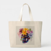 "Blumenschädelstrahlen" Jumbo Stoffbeutel (Rückseite)