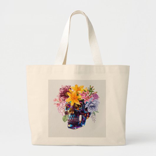 "Blumenschädelstrahlen" Jumbo Stoffbeutel (Vorne)