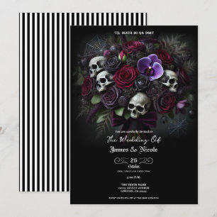 Blumenschädelstrauß Dunkle Gotische Halloween-Hoch Einladung