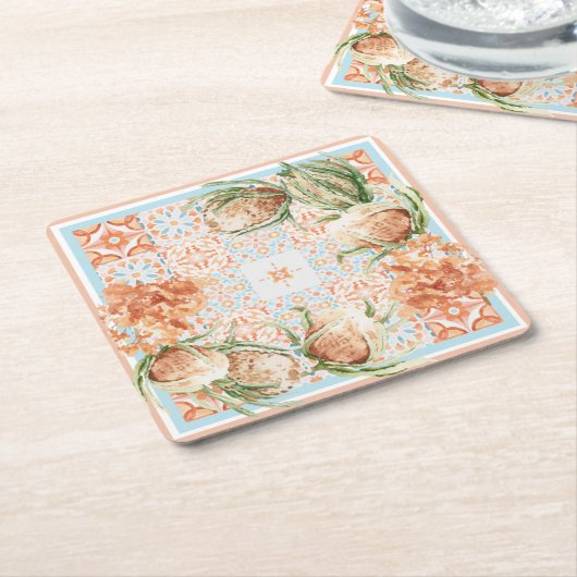 Blumenschal-Design Rechteckiger Pappuntersetzer (angewinkelt)