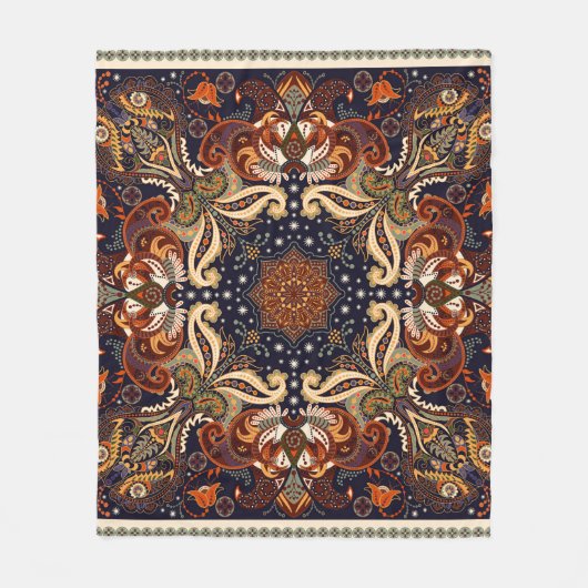 Blumenschal quadratischer Ornament: Indische Batik Fleecedecke (Vorderseite)