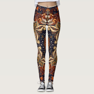 Blumenschal quadratischer Ornament: Indische Batik Leggings