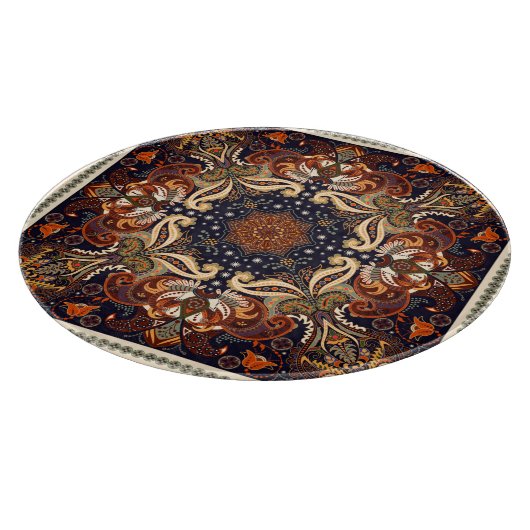 Blumenschal quadratischer Ornament: Indische Batik Schneidebrett (Ecke)