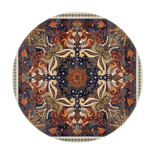 Blumenschal quadratischer Ornament: Indische Batik Schneidebrett (Vorderseite)