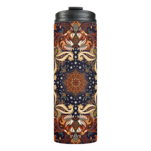 Blumenschal quadratischer Ornament: Indische Batik Thermosbecher