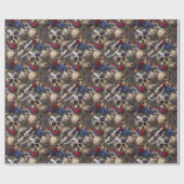 Blumenschalen Rose Blauer Blumen Gotisch Geschenkpapier (Flach)