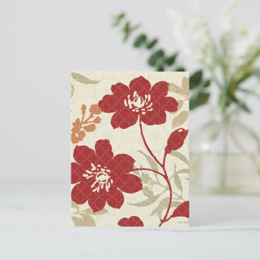 Blumenschatten in Rot und Orange Postkarte (Stehend Vorderseite)