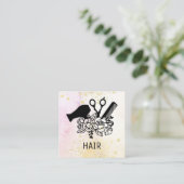 *~* Blumenschere Combe Blume Glitzer Dryer AP6 Quadratische Visitenkarte (Stehend Vorderseite)