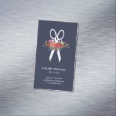 Blumenscheren - Marine-Blau-Haar-Stylist Magnetische Visitenkarte (Beispiel)