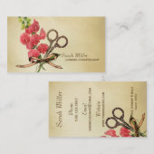 Blumenschererosa des Vintagen girly Haar-Stylisten Visitenkarte (Vorne/Hinten)