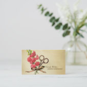 Blumenschererosa des Vintagen girly Haar-Stylisten Visitenkarte (Stehend Vorderseite)