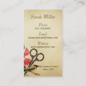 Blumenschererosa des Vintagen girly Haar-Stylisten Visitenkarte (Rückseite)