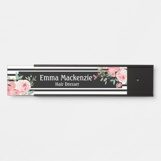 Blumenschild Blume Schwarz und Weiß Türschild (Vorderseite )