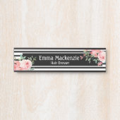 Blumenschild Blume Schwarz und Weiß Türschild (Vorderseite )