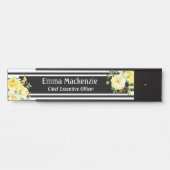 Blumenschild Blume Schwarz und Weiß Türschild (Vorderseite )