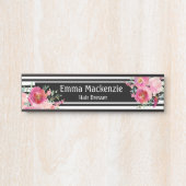 Blumenschild Blume Schwarz und Weiß Türschild (Vorderseite )