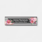 Blumenschild Blume Schwarz und Weiß Türschild (Vorderseite )