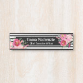 Blumenschild Blume Schwarz und Weiß Türschild (Vorderseite )