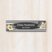 Blumenschild Blume Schwarz und Weiß Türschild (Vorderseite )