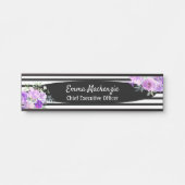 Blumenschild Blume Schwarz und Weiß Türschild (Vorderseite )