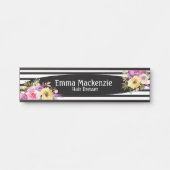 Blumenschild Blume Schwarz und Weiß Türschild (Vorderseite )