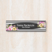 Blumenschild Blume Schwarz und Weiß Türschild (Vorderseite )