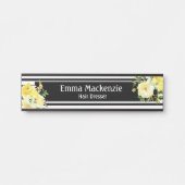 Blumenschild Blume Schwarz und Weiß Türschild (Vorderseite )