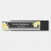 Blumenschild Blume Schwarz und Weiß Türschild (Vorderseite )