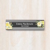 Blumenschild Blume Schwarz und Weiß Türschild (Vorderseite )