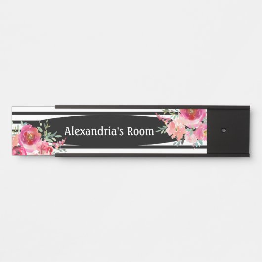 Blumenschild Blume Schwarz-Weiß-Girl Türschild (Vorderseite )