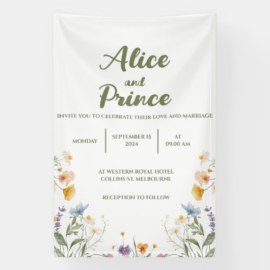 Blumenschild Hochzeitsschild Banner (Vertikal)