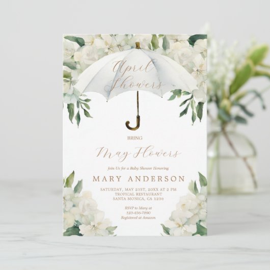 Blumenschirm April Duschen bringen Mai Blume Einladung (Stehend Vorderseite)