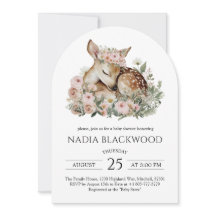 Blumenschlafendes Babyhirsch-Aquarell-Baby-Shower
