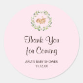 Blumenschläfer Hirschmädchen Baby Dusche Gefallen Runder Aufkleber (Vorderseite)