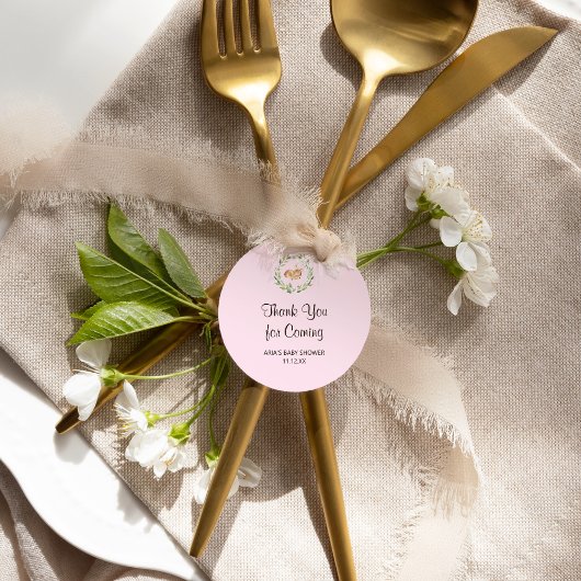 Blumenschläfer Hirschmädchen Baby Dusche Gefallen Runder Aufkleber