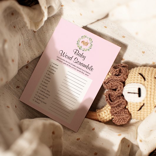 Blumenschläfer Hirschmädchen Baby Word Scramspiel Flyer