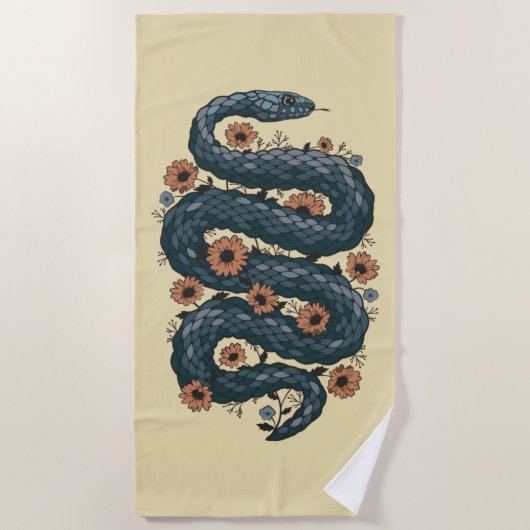 Blumenschlange (blau) strandtuch (Vorderseite)
