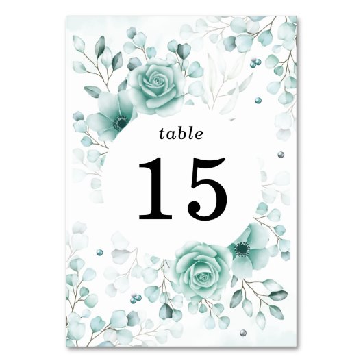 Blumenschlange-Grüntöne Hochzeit Tischnummer (Rückseite)