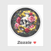 Blumenschlange mit Schädelsticker. Aufkleber (Blatt)