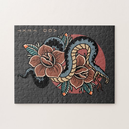 Blumenschlange Mystic Grunge Illustration Esoteric Puzzle (Horizontal)