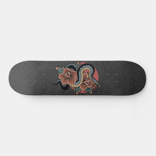 Blumenschlange Mystic Grunge Illustration Esoteric Skateboard (Horizontal)