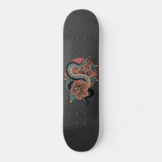 Blumenschlange Mystic Grunge Illustration Esoteric Skateboard (Vorderseite)