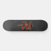 Blumenschlange & Schwertgrunge Illustration Esoter Skateboard (Horizontal)