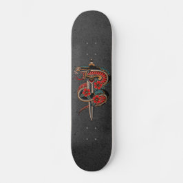 Blumenschlange & Schwertgrunge Illustration Esoter Skateboard