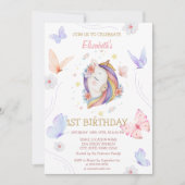 Blumenschlauch Butterfliegen Gestrichen Geburtstag Einladung (Vorderseite)